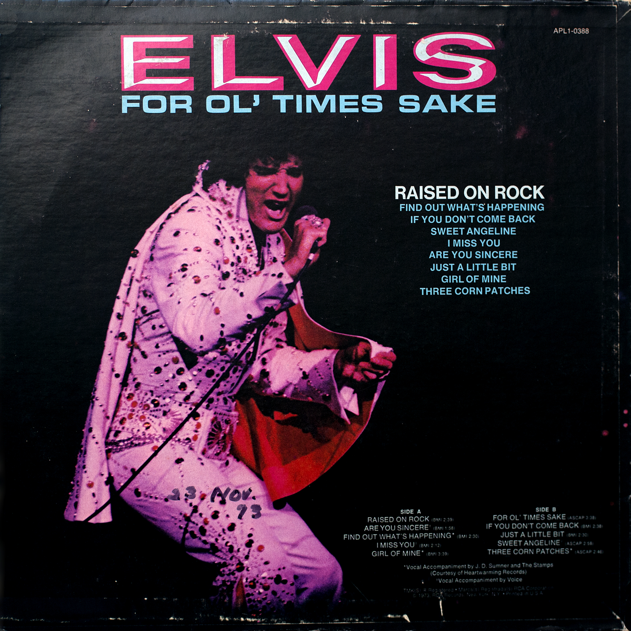 Elvis Presley  Raised On Rock : LP Back